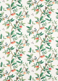 Ella Cotton Linen Fabric - Fig Blossom/Fig Leaf/Nectarine - Diane Hill