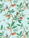 Ella wallpaper - Sky/Fig Leaf/Nectarine - Diane Hill