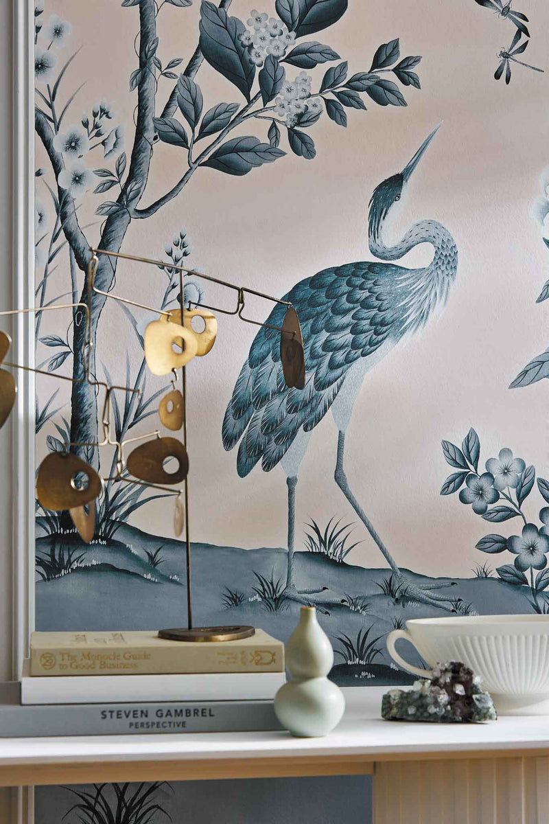 Florence Wallpaper - Powder/China Blue - Diane Hill