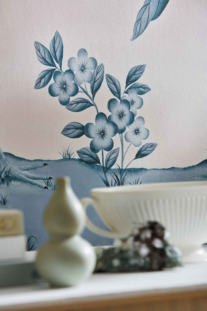 Florence Wallpaper - Powder/China Blue - Diane Hill