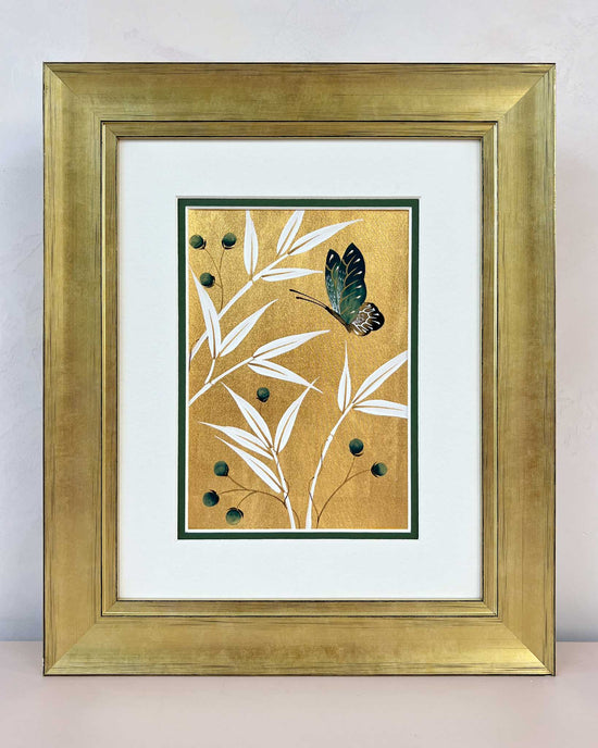 Gold And Blue Bamboo Original Painting - Diane Hill
