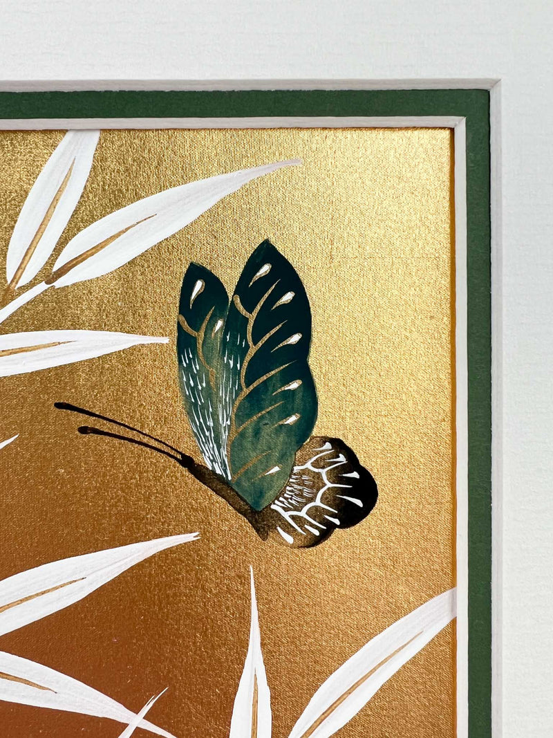Gold And Blue Bamboo Original Painting - Diane Hill