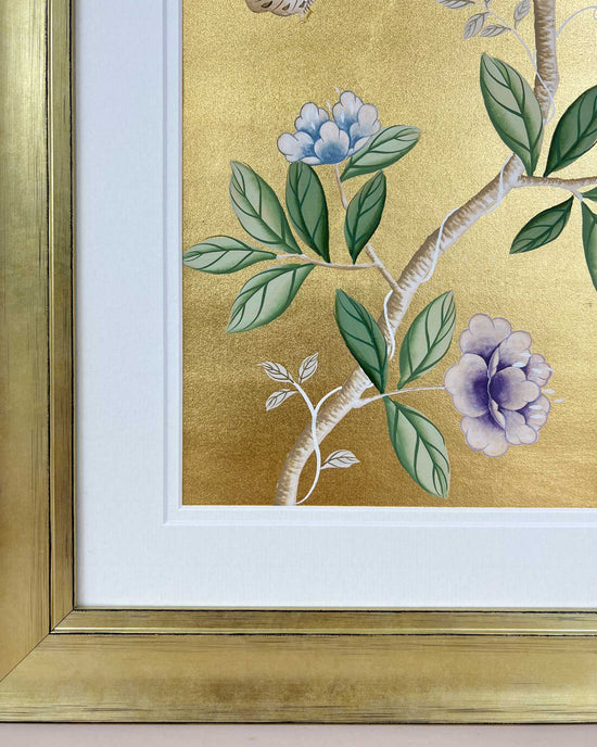 Gold and Lilac Chinoiserie Original Painting - Diane Hill