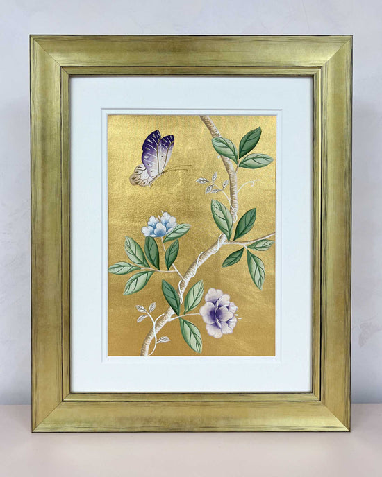 Gold and Lilac Chinoiserie Original Painting - Diane Hill