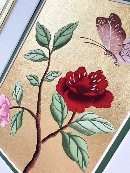 Gold And Red Chinoiserie - Mini (A) Original Painting - Diane Hill