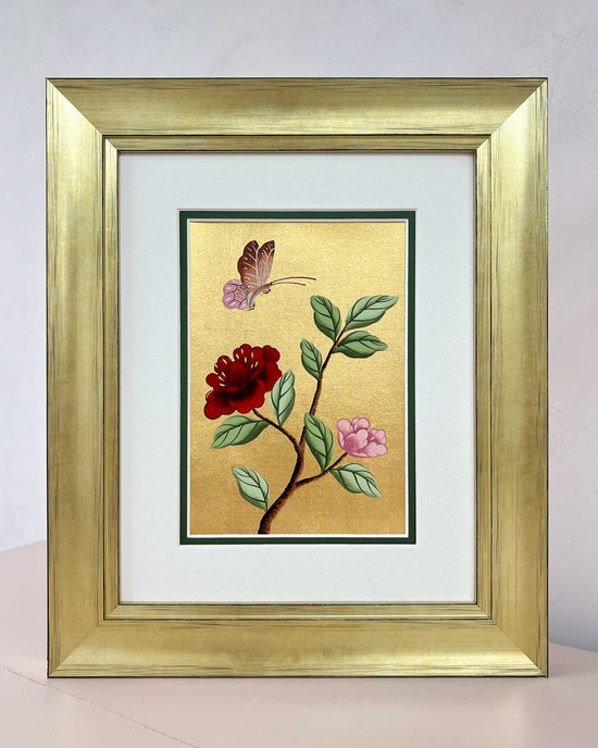 Gold And Red Chinoiserie - Mini (B) Original Painting - Diane Hill