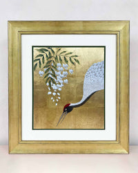 Gold Crane And Wisteria Original Painting - Diane Hill