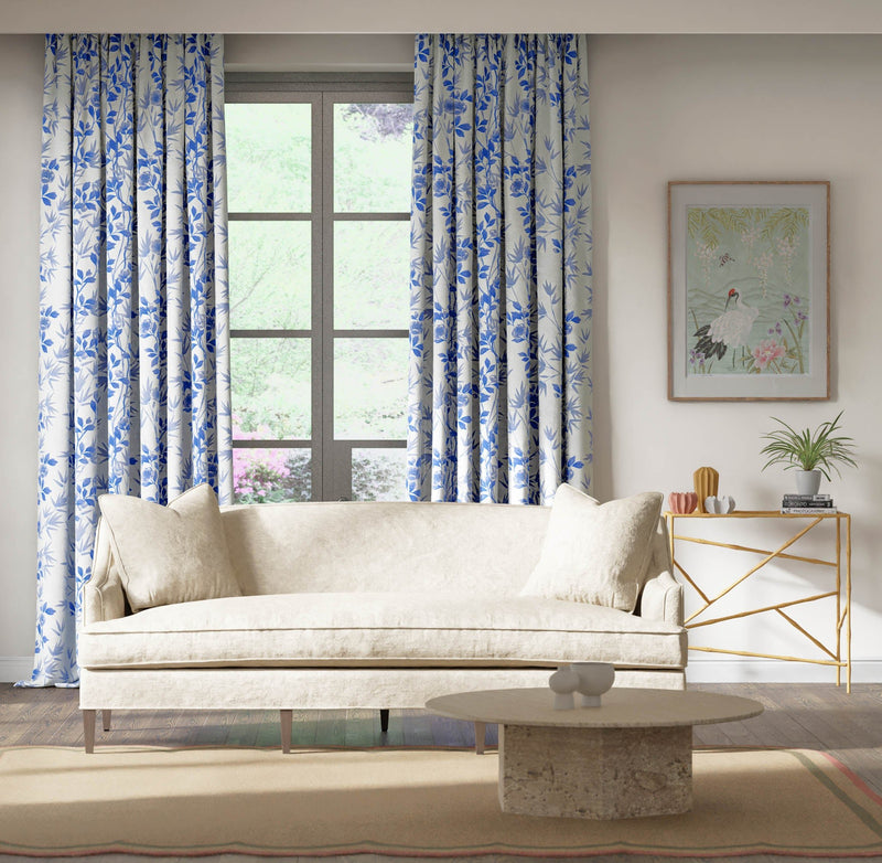 Lady Alford Cotton Linen Fabric - Porcelain/China Blue - Diane Hill