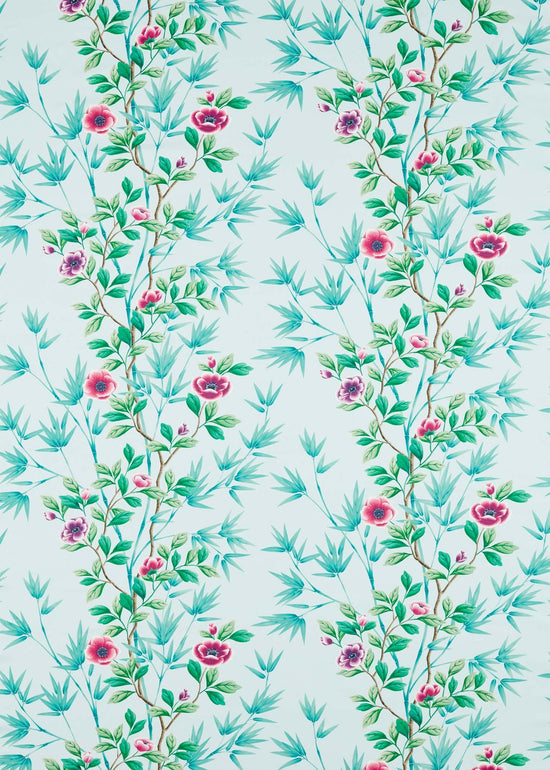 Lady Alford Cotton Satin Fabric - Sky/Magenta - Diane Hill