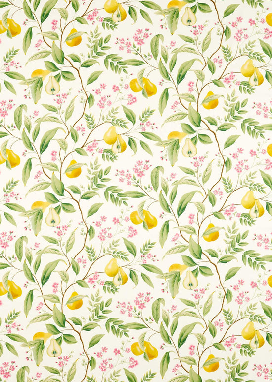 Marie Cotton Satin Fabric - Fig leaf/Honey/Blossom - Diane Hill