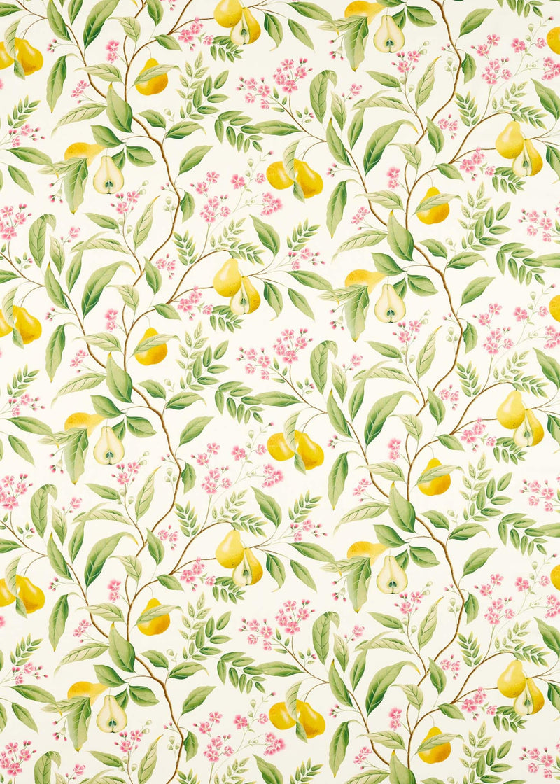Marie Cotton Satin Fabric - Fig leaf/Honey/Blossom - Diane Hill