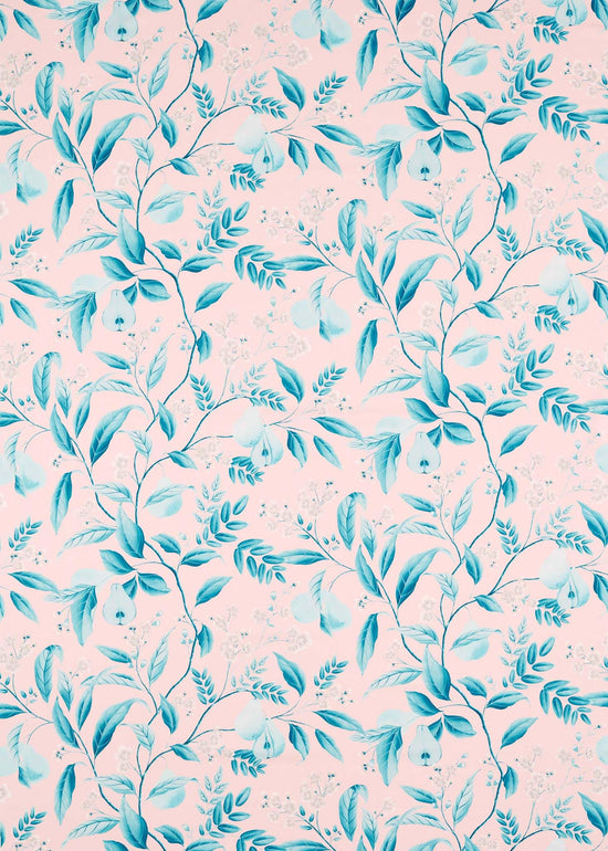 Marie Cotton Satin Fabric - Rose/Lagoon - Diane Hill