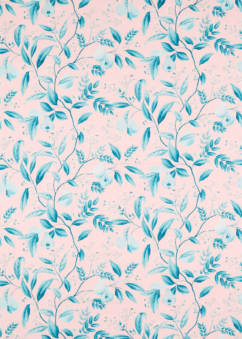 Marie Cotton Satin Fabric - Rose/Lagoon - Diane Hill
