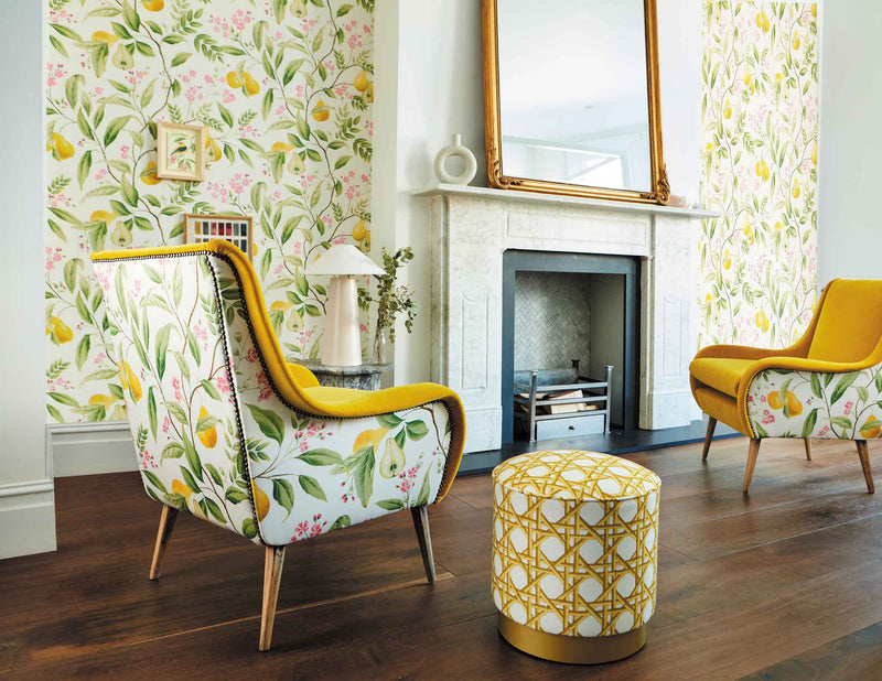 Marie Wallpaper - Fig leaf/Honey/Blossom - Diane Hill