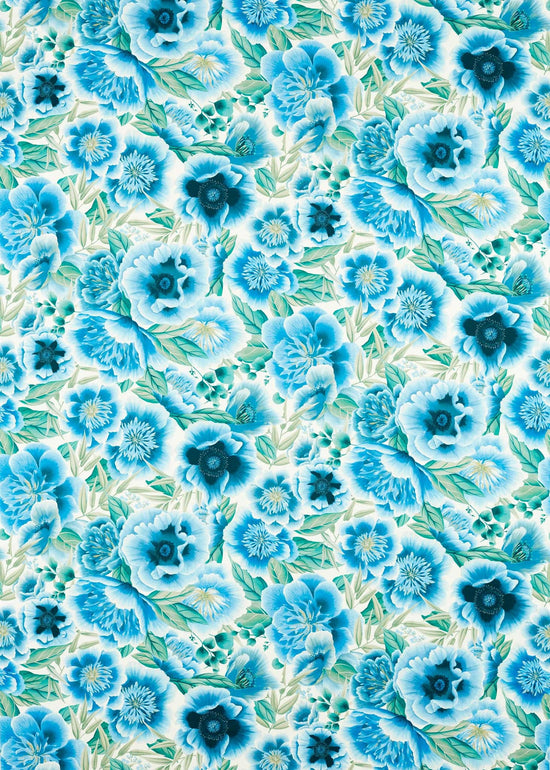 Marsha Cotton Satin Fabric - Delft/Lagoon/Porcelain - Diane Hill