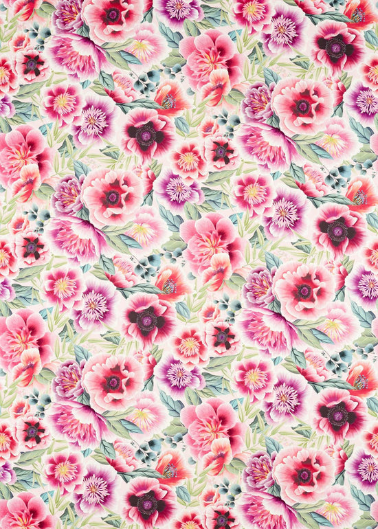 Marsha Cotton Satin Fabric - Powder/Peony/Magenta - Diane Hill