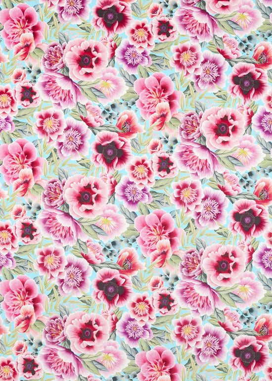 Marsha Velvet Fabric - Aqua/Peony/Magenta - Diane Hill
