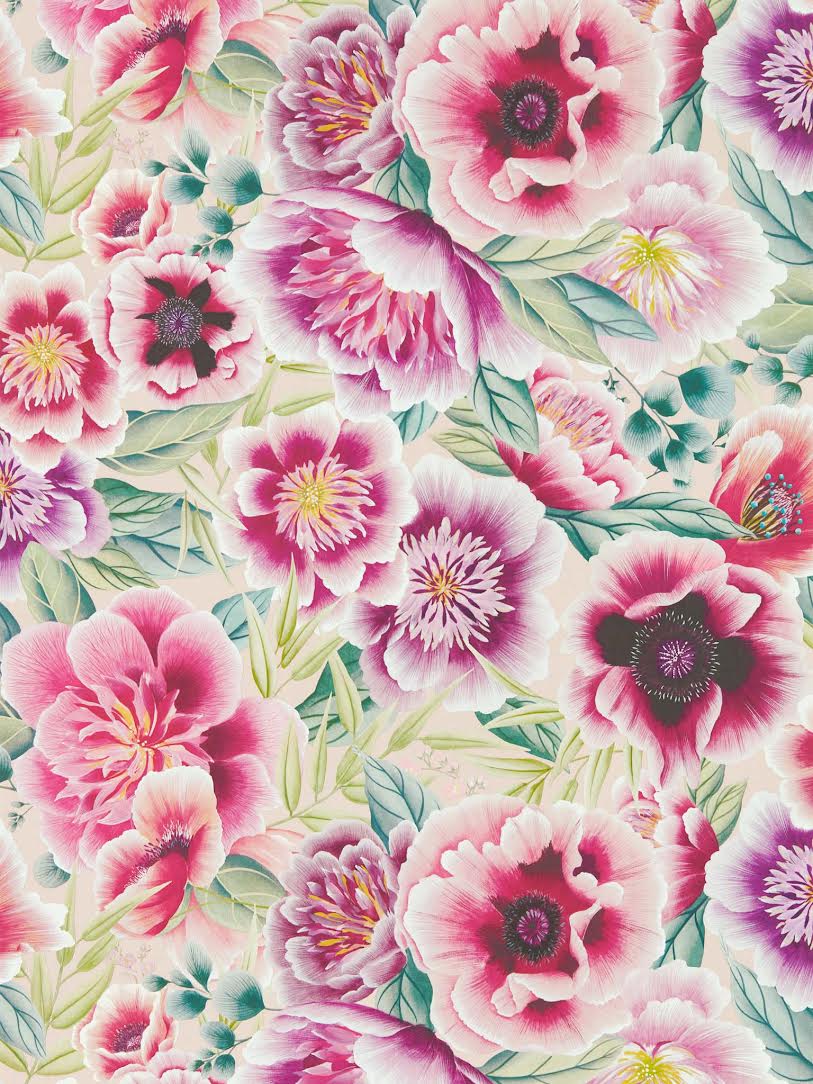 Marsha Chinoiserie Wallpaper - Powder/Peony/Magenta | Floral Marsha Chinoiserie Wallpaper - Powder/Peony/Magenta | Floral