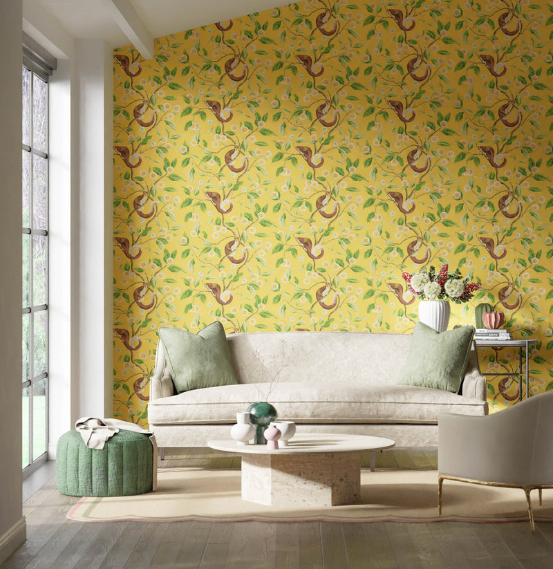 Nellie wallpaper - Honey/Meadow - Diane Hill