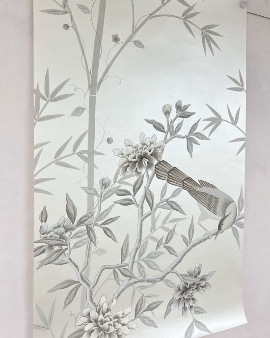 Pearlescent Chinoiserie Panel Original Painting - Diane Hill