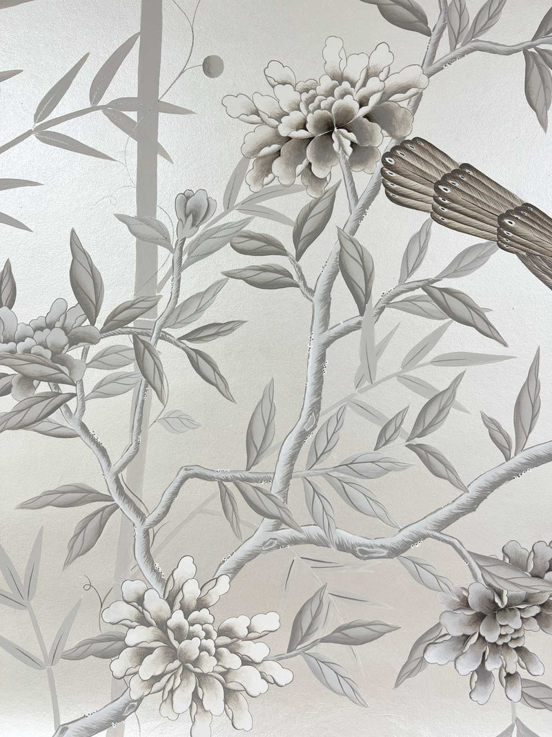 Pearlescent Chinoiserie Panel Original Painting - Diane Hill