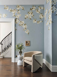 Rosa - Feather Grey/Paper Lantern/Oyster Wallpaper - Diane Hill
