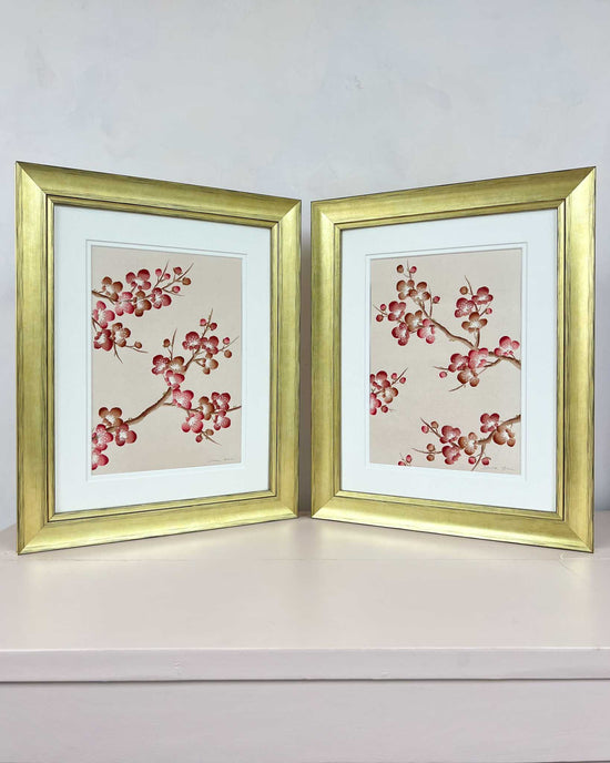 Set Of Two Cherry Blossom Silk - Original Painting - Diane Hill