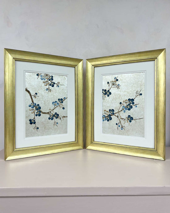 Set Of Two Cherry Blossom Silver Leaf - Original Painting - Diane Hill