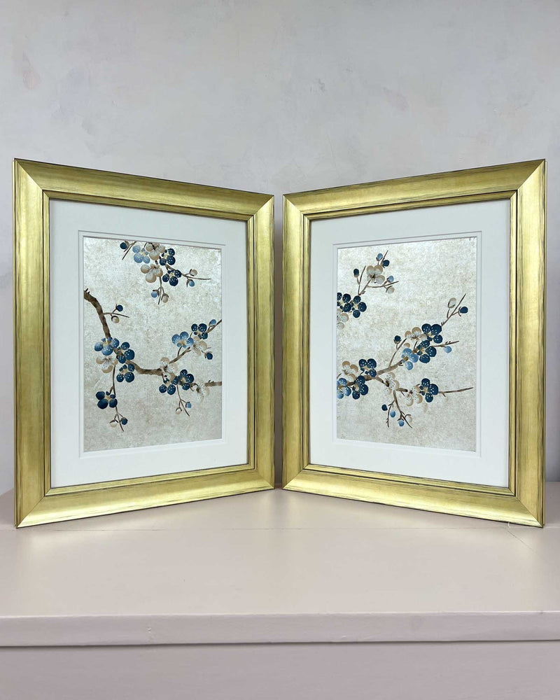 Set Of Two Cherry Blossom Silver Leaf - Original Painting - Diane Hill