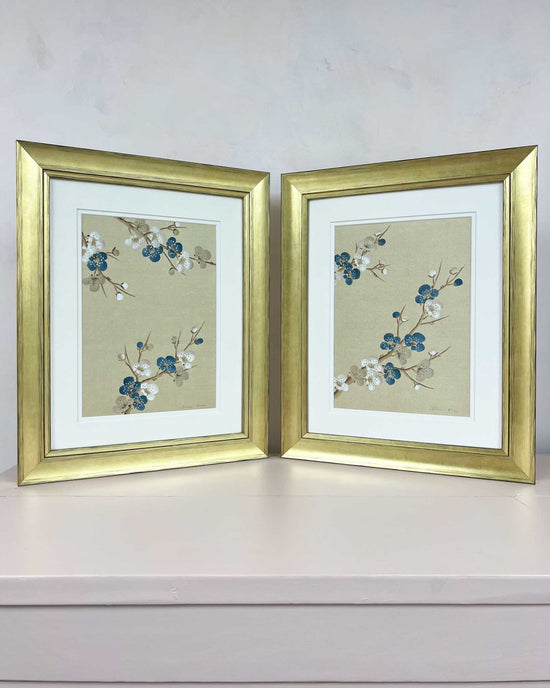 Set Of Two Cherry Tree Silk - Original Painting - Diane Hill