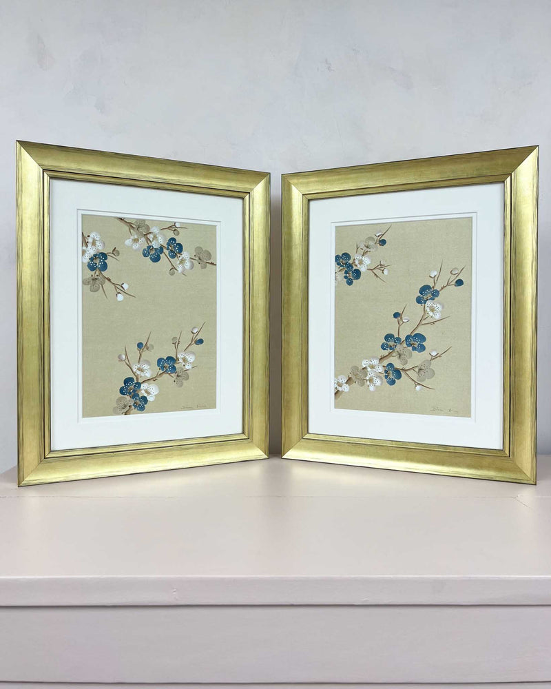Set Of Two Cherry Tree Silk - Original Painting - Diane Hill