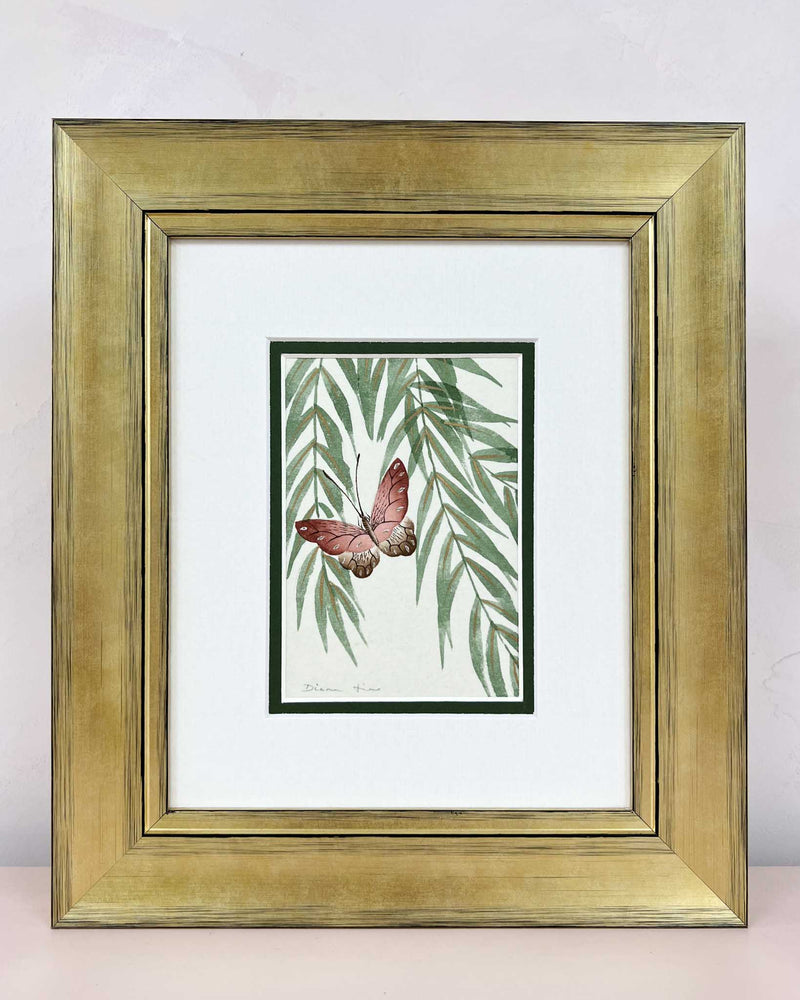 Set Of Two Wisteria And Butterfly Green Original Painting - Diane Hill