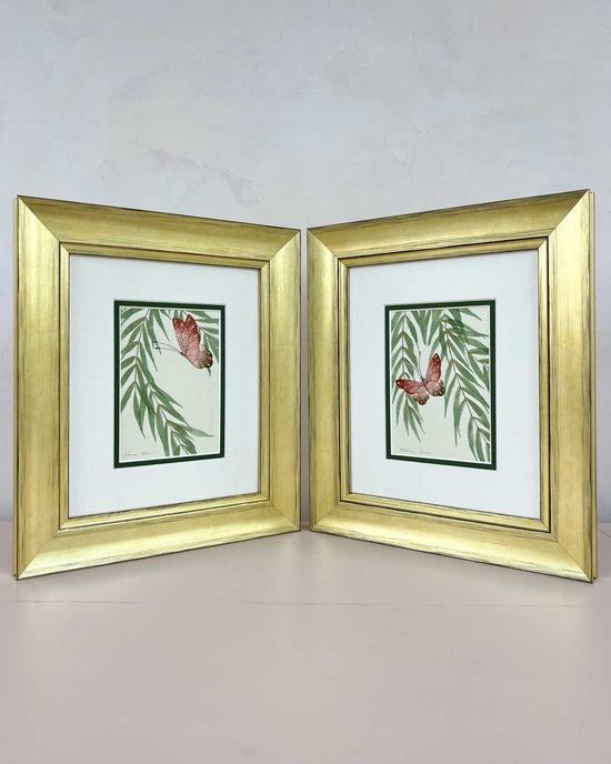 Set Of Two Wisteria And Butterfly Green Original Painting - Diane Hill