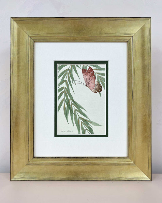 Set Of Two Wisteria And Butterfly Green Original Painting - Diane Hill