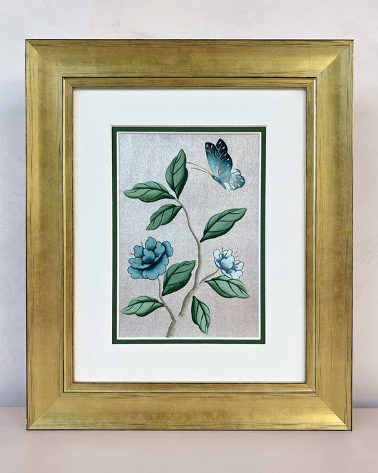 Silver And Blue Chinoiserie Original Painting - Diane Hill