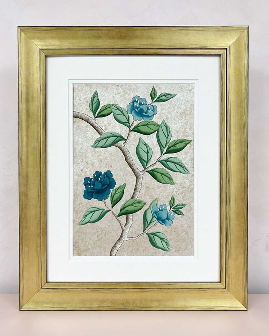 Silver Leaf Mottled Chinoiserie Original Painting - Diane Hill