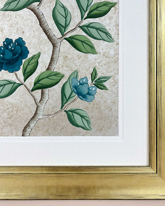 Silver Leaf Mottled Chinoiserie Original Painting - Diane Hill