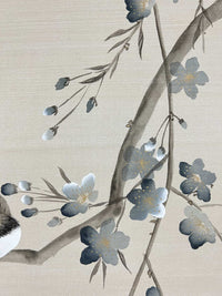 Two Birds And Cherry Tree On Silk Original Painting - Diane Hill
