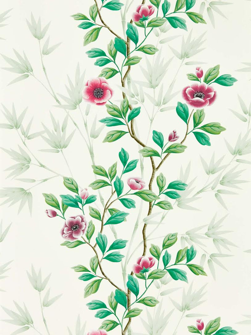 Lady Alford Chinese Wallpaper - Fig Blossom/Magenta colourway, Floral Wallpaper, Wall decor, Bedroom, Sitting Room, Home design