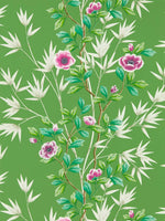 Lady Alford wallpaper - Apple/Magenta, Floral wallpaper, Wall decor, Chinoiserie chic, Botanical, Bedroom, Living Room, Lounge