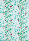 blue chinoiserie fabric featuring bamboo and flowers