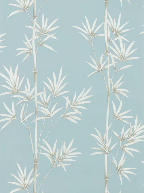 Isabella wallpaper with bamboo plants - Sky/Porcelain, bedroom wall decor, living room interior design