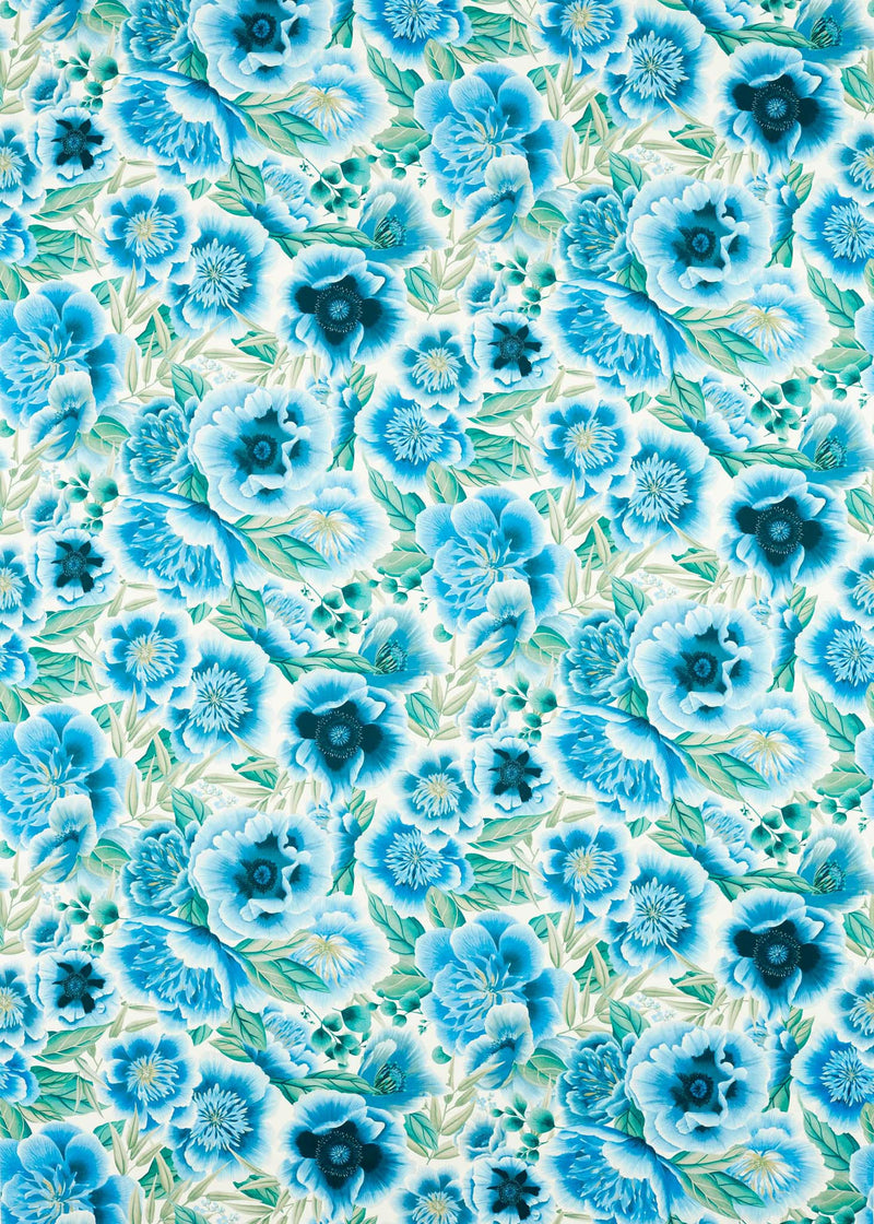 blue tonal floral chinoiserie fabric