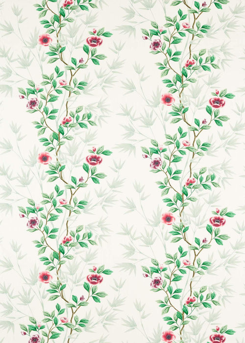 Lady Alford Fabric with anemone blooms - Fig Blossom/Magenta, Chinoserie fabric, Botanical, Home design, Floral fabric, sitting room, living room, bedroom