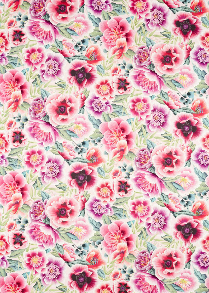 pink tonal floral chinoiserie fabric