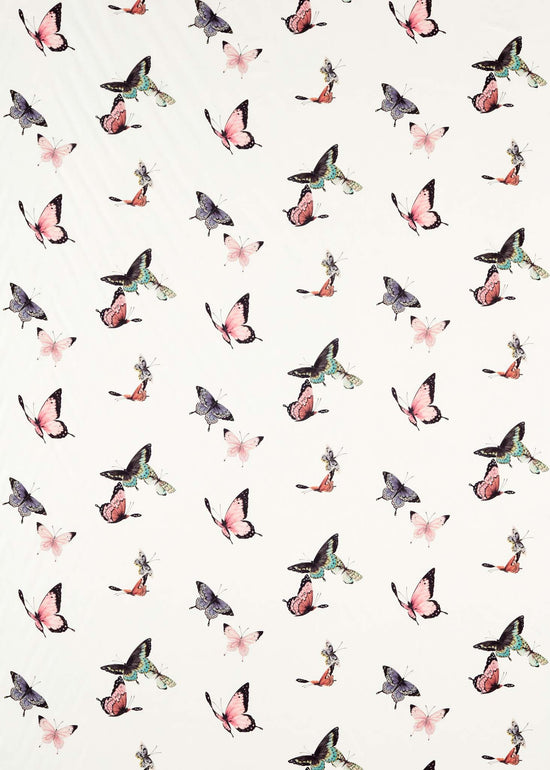 botanical wallpaper featuring chinoiserie style butterflies