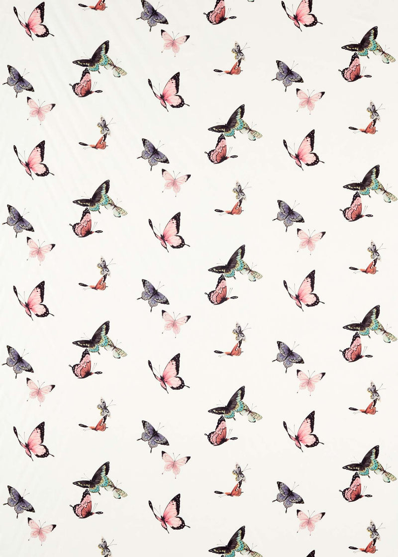 botanical wallpaper featuring chinoiserie style butterflies