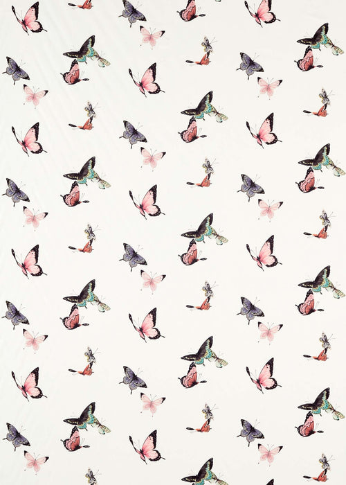 Emmeline Fabric, Suitable for blinds, drapery, cushions, Chalk/Rose/Sky colour way, Butterfly mural fabric