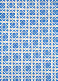 blue geometric fabric featuring chinoiserie trellis design