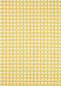 yellow geometric fabric featuring chinoiserie trellis design